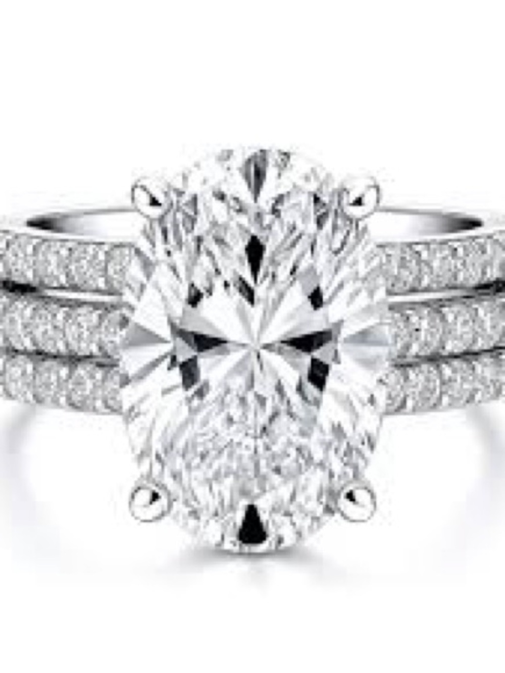 NWT-925 Sterling Silver 3ct Oval Cut Solitare Engagement Ring 3pcs Set